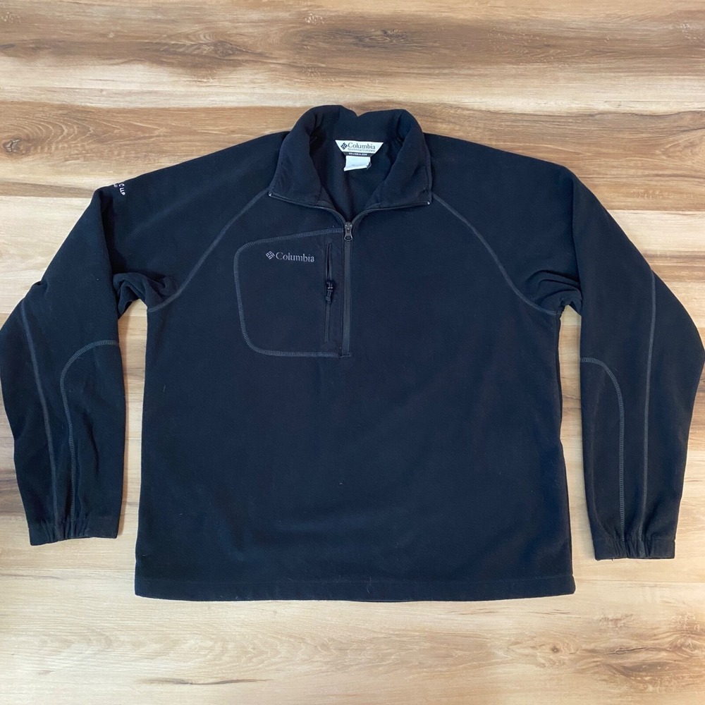 Columbia Fleece Pullover Large 1/4 Zip Jacket Polyester Black XM6769